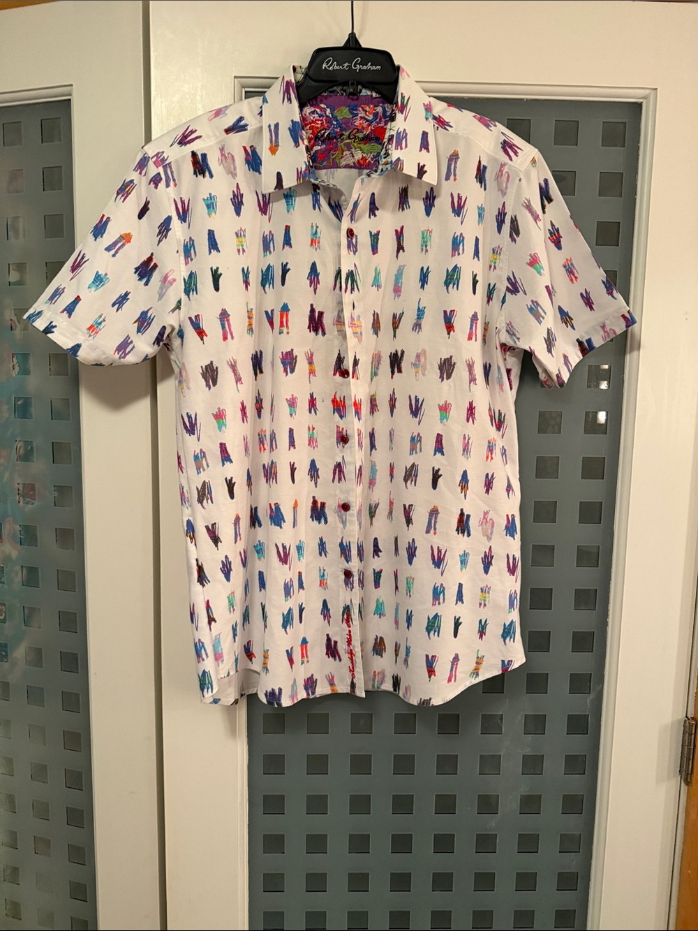 Robert Graham White Short-Sleeve Multicolor Scribble Print Shirt 2XL